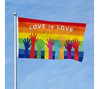 Drapeaux De Jardin L'Amour Est L'Amour. Mains Arc-En-Ciel, Symbole De Fierté Lgbt Treer Drapeau Résiste Aux Intempéries Drapeau Extérieur Premium Garden Flag Pour Ferme Balcon Fête M