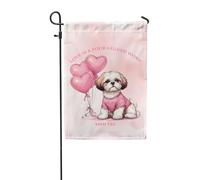 Drapeaux De Jardin L'Amour Est Un Mot À Quatre Pattes Shih Tzu Lion Dog Drapeau Fierté Durable Drapeaus Décoratif Résistant Bannières Extérieure Pour Festivals Défilé Balcon 30X45CM