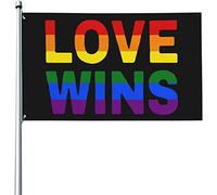 Drapeaux De Jardin L'Amour, Pas La Haine, L'Égalité, Les Fiertés Gays, L'Amour Gagne Drapeau Fierté Decoration Drapeaus Décoratif Durable Bannières Extérieure Pour Fête Balcon Défilé 90X152CM