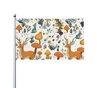Drapeaux De Jardin Lapin Cerf Et Champignon Lumineux Treer Drapeau Coupe-Vent Et Étancheune Pelouse Drapeaux Pour Patio Jardinage Célébrations 90X150 CM