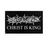 Drapeaux De Jardin Le Christ Est Roi Rétro Bulle Bulle Chrétien-Couronne D'Épines Garden Flag Décorations Treer Drapeau Pour Célébrations Balcon Fête Ferme 90X150 Cm