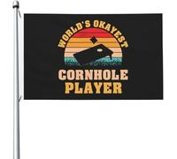 Drapeaux De Jardin Le Joueur De Cornhole Le Plus Moyen Du Monde Drapeau Paysage Lavable Couleurs Vives Bannière, Pour D'Intérieur, Les Bureaux, Les Défilés, 90x150cm