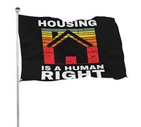 Drapeaux De Jardin Le Logement Est Un Droit Humain Drapeaus Décoratif Imperméabiliser Drapeau Fierté Résistant Bannière Jardins Pour Festivals Balcon Défilé 90X152CM