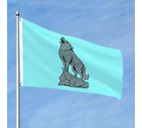 Drapeaux De Jardin Le Loup Hurle Bannières Extérieure Résistant Bannière De Cour Pour Festivals Fête Cour 90X150 CM