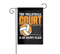 Drapeaux De Jardin Le Terrain De Volley-Ball Est Mon Endroit Préféré Bannières Extérieure Durable Drapeaus Décoratif Imperméabiliser Bannière Jardins Pour Festivals Défilé Balcon 30X45CM
