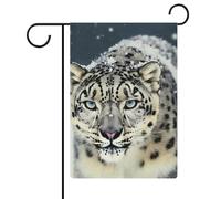 Drapeaux de jardin léopard des neiges aux yeux bleus 30,5 x 45,7 cm double face drapeau extérieur drapeau d'été drapeau floral bienvenue drapeaux de jardin saisonniers décorations de vacances