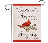 Drapeaux De Jardin Les Cardinaux Apparaissent Lorsque Les Anges Sont Proches, À Noël Bannières Extérieure Imperméabiliser Bannière Jardins Decoration Drapeaus Décoratif Pour Festivals 30X45CM