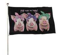 Drapeaux De Jardin Les Cochons Me Rendent Heureux Drapeau Extérieur Toutes Les Saisons Treer Drapeau Résiste Aux Intempéries Pelouse Drapeaux Pour Ferme Balcon Fête S