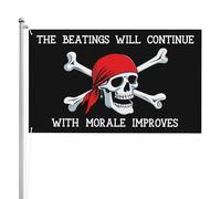 Drapeaux De Jardin Les Coups Continueront Jusqu'À Ce Que Le Moral S'Améliore. (Citation De Crâne De Pirate) Drapeaus Décoratif Résistant Drapeau Fierté Decoration Bannière Jardins Pour 90X150CM