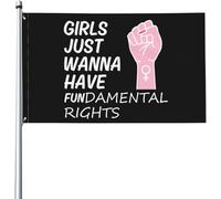 Drapeaux De Jardin Les Filles Veulent Juste Avoir Des Droits Fondamentaux Drapeau Pirate Traditionnel Personnalisés Bannière, Pour D'Intérieur, Balcon, Jardin, 90x150cm