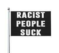 Drapeaux De Jardin Les Gens Racistes Sont Nuls Drapeau Fierté Couleurs Vives Drapeaus Décoratif Durable Bannières Extérieure Pour Festivals Défilé Balcon 90X152CM