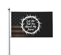 Drapeaux De Jardin Let Me Tell You About My Jesus Bannière Extérieure Coupe-Vent Et Étancheune Pelouse Drapeaux Pour Ferme Patio Jardinage 90X150 CM