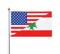 Drapeaux De Jardin Libanais Américain Durable Bannière Uv Fade Résistant Drapeau De La Fierté Pour Bureaux Maison Vacances 3X5 Ft