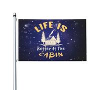 Drapeaux De Jardin Life Is Better At The Cabin Drapeau Extérieur Toutes Les Saisons Treer Drapeau Pour Célébrations Balcon Fête Ferme 90X150 CM