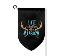Drapeaux De Jardin Life Is Better At The Cabin Pelouse Drapeaux Premium Bannière Extérieure Résiste Aux Intempéries Treer Drapeau Pour Célébrations Patio Balcon Fête M