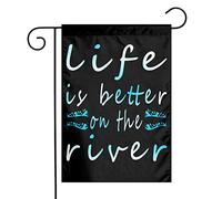 Drapeaux De Jardin Life Is Better On The River Résiste Aux Intempéries Garden Flag Décorations Drapeau Extérieur Pour Célébrations Patio M
