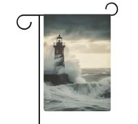 Drapeaux de jardin « Lighthouse In Storm » - 30,5 x 45,7 cm - Drapeau extérieur double face - Drapeau de cour d'été - Drapeau floral de bienvenue - Décorations de jardin saisonnières