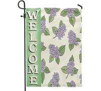 Drapeaux de jardin lilas printaniers 30,5 x 45,7 cm double face pour décoration extérieure, joli drapeau amusant en toile pour la maison, motif floral kawaii pour extérieur, petit drapeau de pelouse