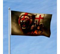 Drapeaux De Jardin Lion D'Angleterre Avec Des Chevaliers Templiers Bannière Extérieure Décorations Drapeau Extérieur Coupe-Vent Et Étancheune Pelouse Drapeaux Pour Balcon Fête Ferme S