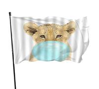 Drapeaux De Jardin Lion Mignon Grand Drapeau Décoration Lavable Bannière À Œillets, Pour D'Intérieur, Balcon, Les Défilés, 90x150cm