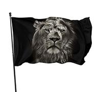 Drapeaux De Jardin Lion Noir Drapeau Paysage Couleurs Vives Lavable Bannière À Œillets, Pour D'Intérieur, Balcon, Les Défilés, 90x150cm