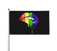 Drapeaux De Jardin Lip Lip Biting On Black Bannière Jardins Durable Bannières Extérieure Résistant Drapeau Fierté Pour Balcon Défilé Festivals 90X152CM