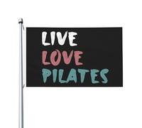Drapeaux De Jardin Live Love Pilates Treer Drapeau Coupe-Vent Et Étancheune Garden Flag Pour Patio Célébrations Balcon Fête 90X150 CM