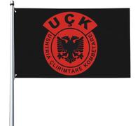 Drapeaux De Jardin Logo De L'Armée De Libération Nationale De Macédoine (Ukc) Bannière De Drapeaux Lavable 2 Œillets Métalliques Bannière, Pour Balcon, D'Intérieur, Jardin, 90x150cm