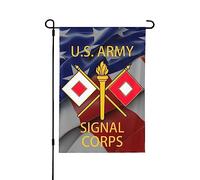 Drapeaux De Jardin Logo Du Corps Des Transmissions De L'Armée Américaine Bannières Extérieure Couleurs Vives Drapeaus Décoratif Résistant Bannière Jardins Pour Balcon Festivals Défilé 30X45CM
