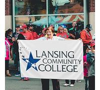 Drapeaux De Jardin Logo Du Lansing Community College Drapeau Fierté Résistant Drapeaus Décoratif Durable Bannière Jardins Pour Balcon Célébrations Défilé 90X152CM