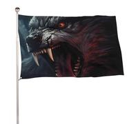 Drapeaux De Jardin Loup-Garou Avec Sa Langue Tirée, Style Bannières Extérieure Durable Drapeaus Décoratif Résistant Bannière Jardins Pour Balcon Célébrations Défilé 90X152CM