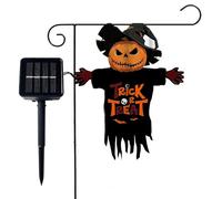 Drapeaux de jardin lumineux pour Halloween - 9 modes - Double face - Décorations solaires à DEL pour terrasse, pelouse, porte de maison, porche (chat noir fantôme, 30,5 x 45,7 cm) (G)