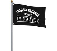 Drapeaux De Jardin Ma Patience A Été Mise À L'Épreuve. Je Suis Négatif. Grand Drapeau Renforcé Avec Couleurs Vives Bannière, Pour Les Défilés, D'Intérieur, Les Bureaux, 90x150cm