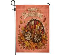 Drapeaux de jardin Maine Coons pour l'automne, Thanksgiving, 30,5 x 45,7 cm, double face pour extérieur, drapeau de maison vertical standard en toile de Turquie, drapeaux de maison, de vacances, de