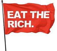 Drapeaux De Jardin Mangez Les Riches Bannière Jardins Résistant Bannières Extérieure Couleurs Vives Drapeaus Décoratif Pour Fête Défilé Balcon 90X152CM