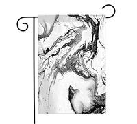 Drapeaux De Jardin Marbre Noir, Espace Blanc, Encre Dramatique, Eau Pour Un Beau Motif Abstrait D'Encre Chimique Renforcé Avec Drapeau De Bienvenue, Pour Balcon, D'Intérieur, 30x45cm