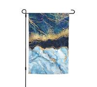 Drapeaux de jardin marbrés bleu doré 12 x 18 double face, drapeau de jardin printanier, pour l'extérieur, petits drapeaux de jardin saisonniers, décoration de jardin pour l'extérieur, décoration de ja