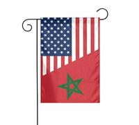 Drapeaux de jardin Maroc-Américains 30 x 45 cm, bannière double face saisonnière pour la décoration extérieure de votre cour, porche, maison de campagne ou de maison.