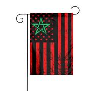 Drapeaux de jardin Maroc-Américains 30 x 45 cm, bannière double face saisonnière pour la décoration extérieure de votre cour, porche, maison de campagne ou de maison.