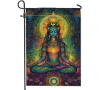 Drapeaux De Jardin Méditation Des Chakras Colorée, Œuvre D'Art Spirituelle Vibrante Bannière Jardins Durable Bannières Extérieure Résistant Drapeau Fierté Pour Balcon Fête Festivals 30X45CM