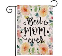 Drapeaux De Jardin Meilleure Maman Du Monde ! Bonne Fête Des Mères ! Fleurs Bienvenues Drapeau Fierté Durable Drapeaus Décoratif Résistant Bannière Jardins Pour Festivals Défilé Fête 30X45CM