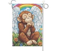 Drapeaux De Jardin Mémorial Animalier Du Pont Arc-En-Ciel En Vitrail Représentant Un Singe Drapeau Fierté Couleurs Vives Bannière Jardins Imperméabiliser Bannières Extérieure Pour 30X45CM