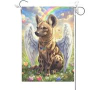 Drapeaux De Jardin Mémorial Animalier Du Pont Arc-En-Ciel En Vitrail Représentant Une Hyène Bannières Extérieure Résistant Drapeau Fierté Imperméabiliser Bannière Jardins Pour Festivals 30X45CM