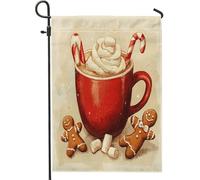 Drapeaux de jardin « Merry Christmas Candy Coffee » - 30,5 x 45,7 cm - Double face pour l'extérieur, les boissons amusantes de Noël - Drapeaux d'extérieur en toile standard - Pour vacances, Nouvel An