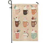 Drapeaux de jardin « Merry Christmas Candy Coffee » - 30,5 x 45,7 cm - Double face pour l'extérieur - Sans couture - Toile standard - Décoration de Noël - Pour vacances, Nouvel An, cour, cour, pelouse