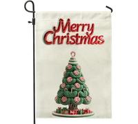 Drapeaux de jardin « Merry Christmas Candy Tree » - 30,5 x 45,7 cm - Double face pour l'extérieur - Motif de Noël fantaisie et amusant - Drapeaux de maison en toile standard - Pour les vacances, le
