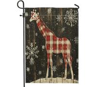Drapeaux de jardin « Merry Christmas » en forme de girafe de 30,5 x 45,7 cm pour l'extérieur, animaux rustiques, drapeaux verticaux standard en lin pour maison, vacances, faune sauvage, cour, pelouse