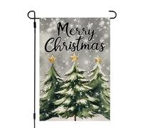 Drapeaux De Jardin Merry Christmas Green Xmas Trees Premium Bannière Extérieure Coupe-Vent Et Étancheune Drapeau Extérieur Pour Célébrations Ferme S