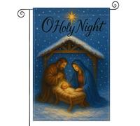 Drapeaux De Jardin Merry Christmas O Holy Night Nativity Scene Star Coupe-Vent Et Étancheune Drapeau Extérieur Toutes Les Saisons Pelouse Drapeaux Pour Célébrations Ferme M
