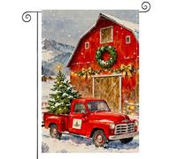Drapeaux De Jardin Merry Christmas Red Barn Truck With Christmas Tree Scene Premium Pelouse Drapeaux Toutes Les Saisons Treer Drapeau Pour Ferme Jardinage S